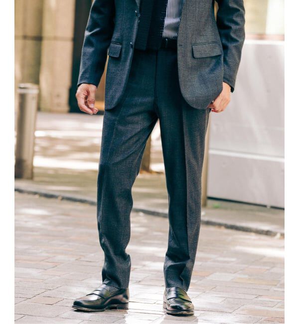 EDIFICE「SUPER 120&rsquo;s ウールサキソニー テーパードパンツ【セットアップ着用可能】」|スラックス|