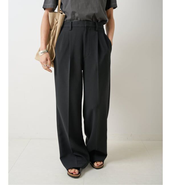 Spick and Span「《追加2》ダブルクロスツータックパンツ」|スラックス|