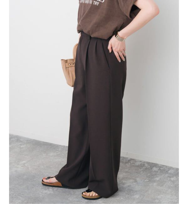 Spick and Span「《追加2》ダブルクロスツータックパンツ」|スラックス|