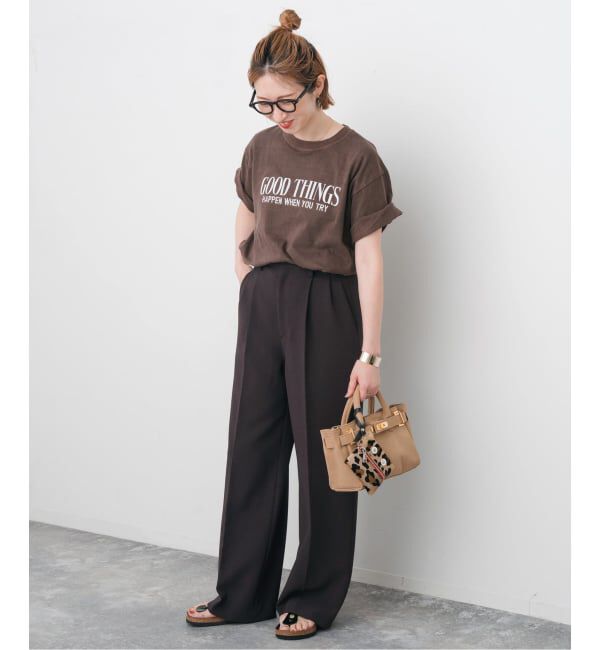 Spick and Span「《追加2》ダブルクロスツータックパンツ」|スラックス|