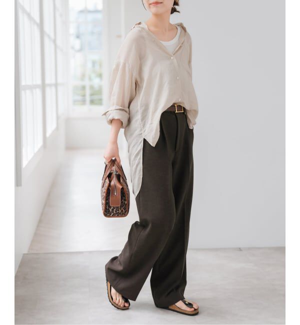 Spick and Span「《追加2》ダブルクロスツータックパンツ」|スラックス|