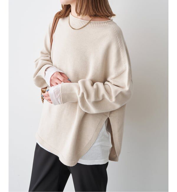 Spick and Span「バルキーヤーンルーズボートネックニット」|ニット・セーター|ベージュ A