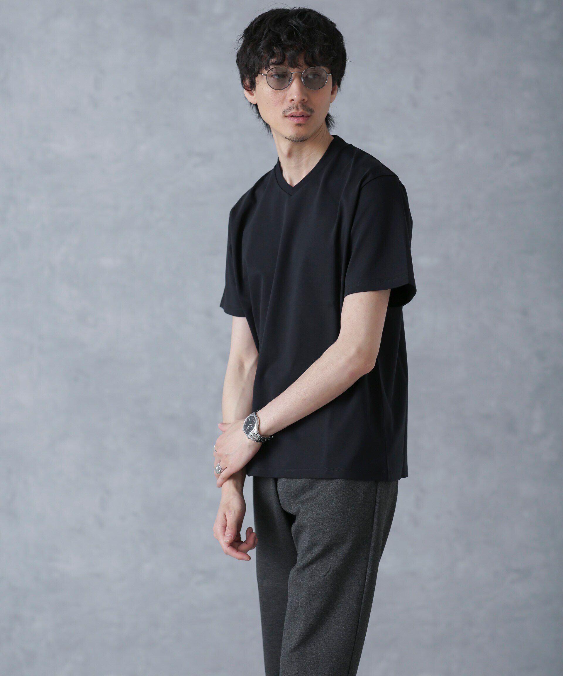 nano･universe「ジャケT(R) プレミアム Vネック 半袖」|Tシャツ・カットソー|