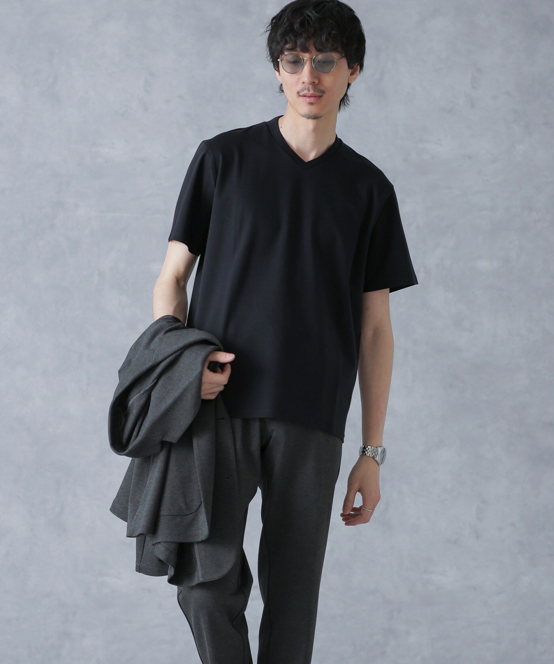 nano･universe「ジャケT(R) プレミアム Vネック 半袖」|Tシャツ・カットソー|