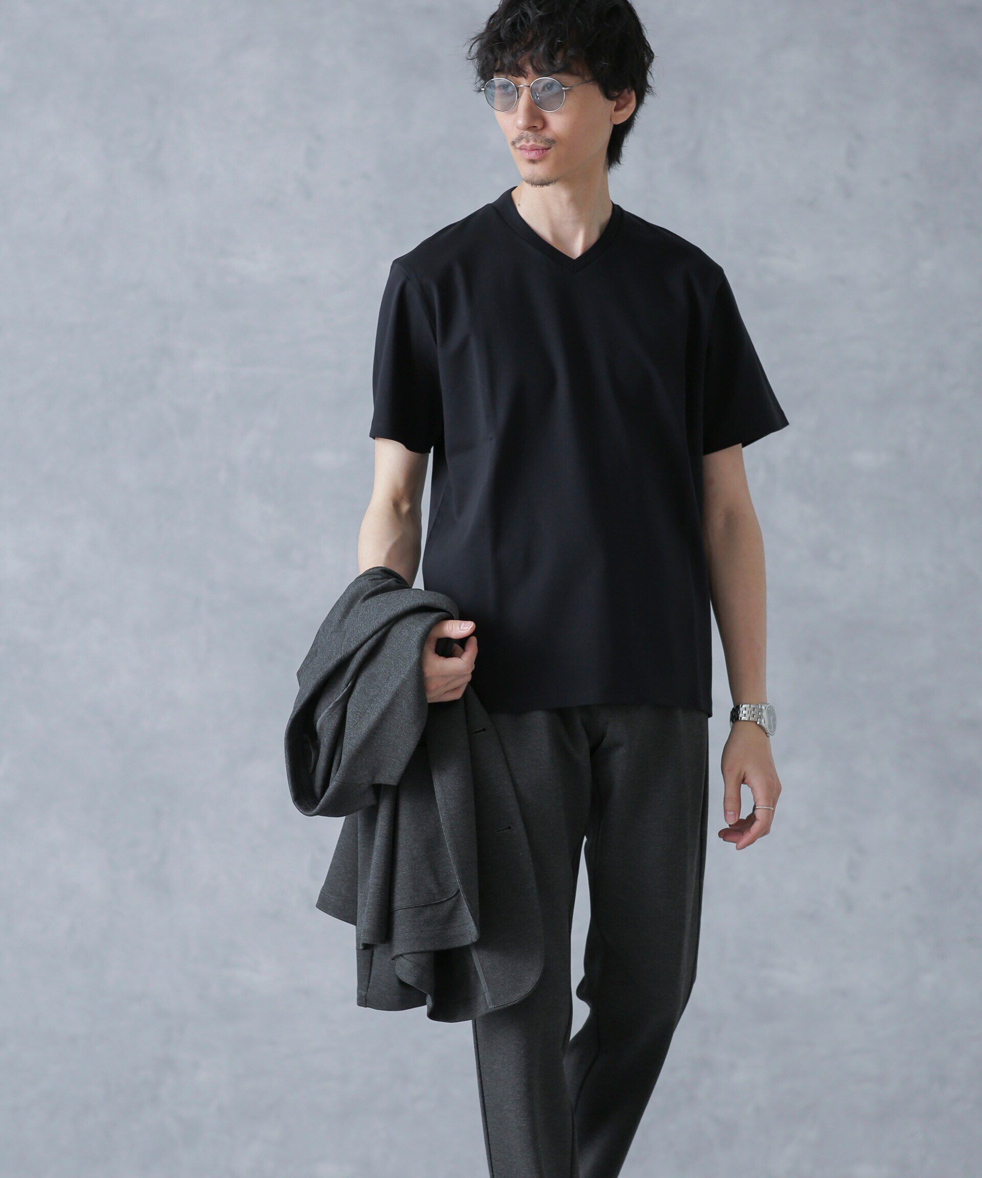 nano･universe「ジャケT(R) プレミアム Vネック 半袖」|Tシャツ・カットソー|