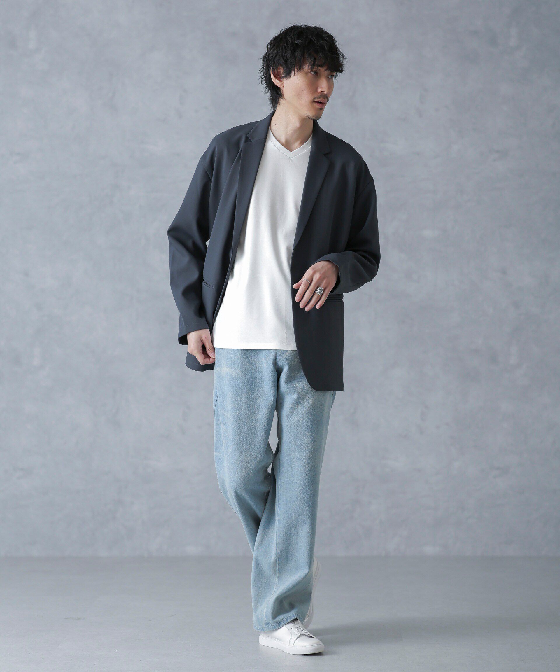 nano･universe「ジャケT(R) プレミアム Vネック 半袖」|Tシャツ・カットソー|