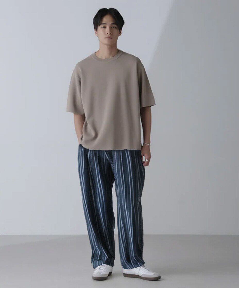 nano･universe「14ゲージミラノリブニット クルーネック 半袖(手洗い可能)」|ニット・セーター|