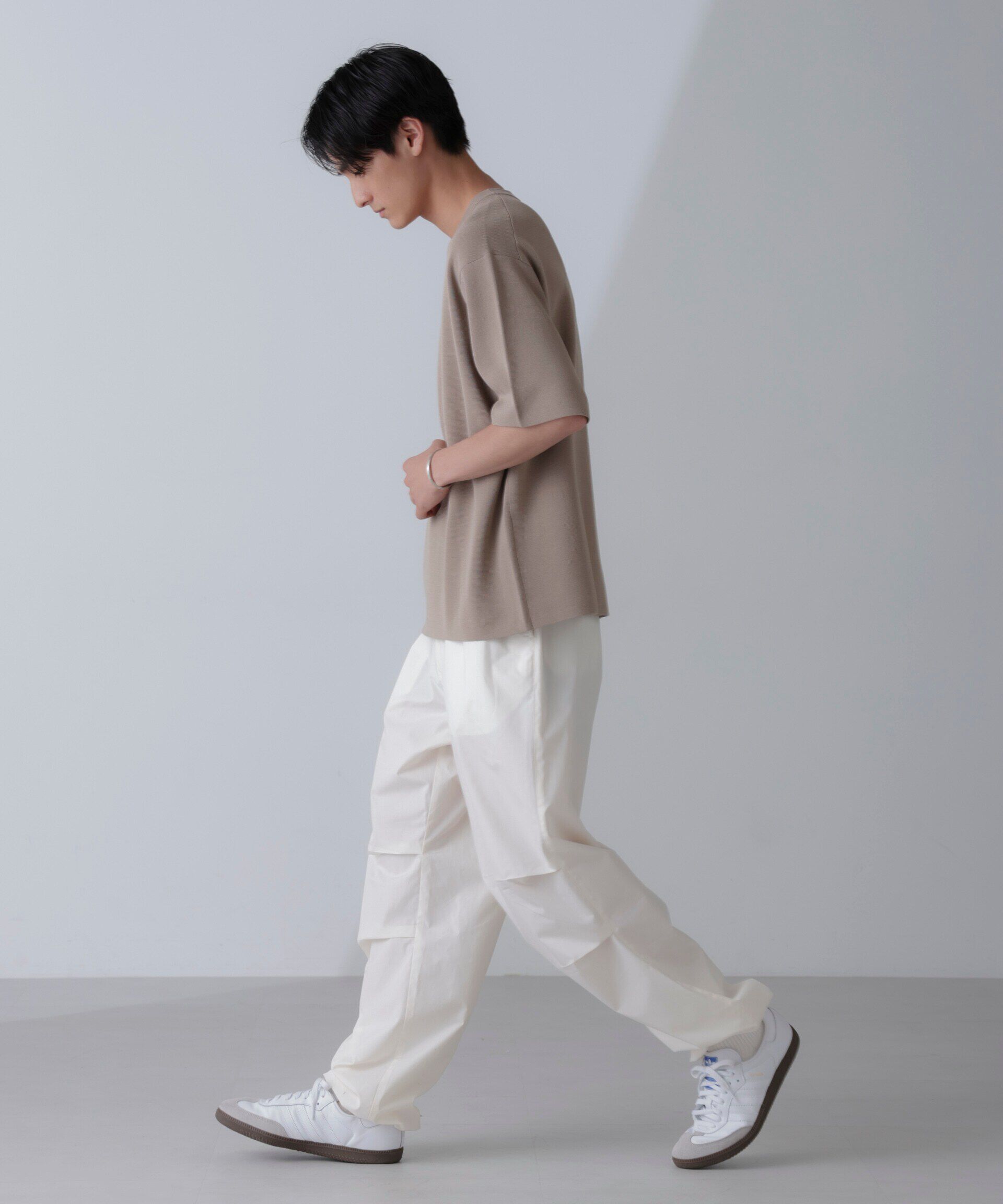 nano･universe「14ゲージミラノリブニット クルーネック 半袖(手洗い可能)」|ニット・セーター|