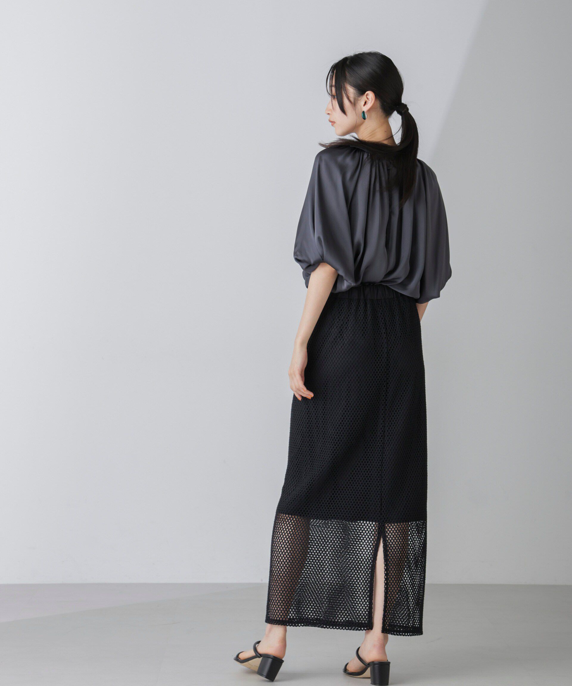 nano･universe「メッシュレースナロースカート」|スカート|