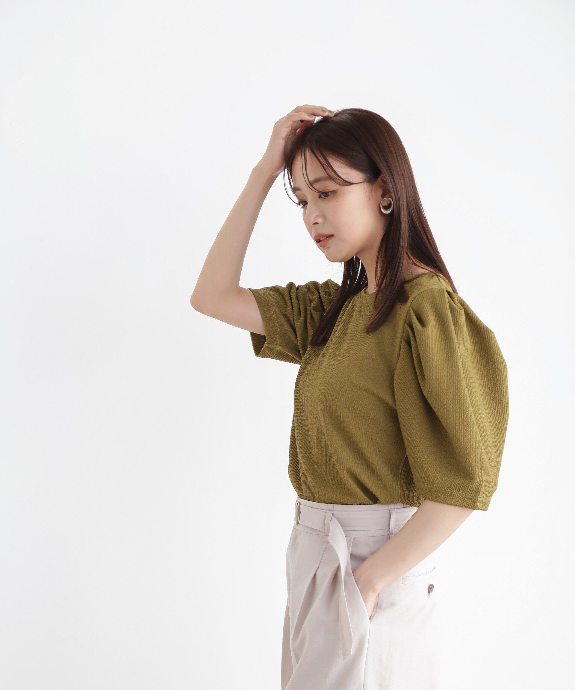 nano･universe「ショルダーギャザーデザイントップス」|Tシャツ・カットソー|