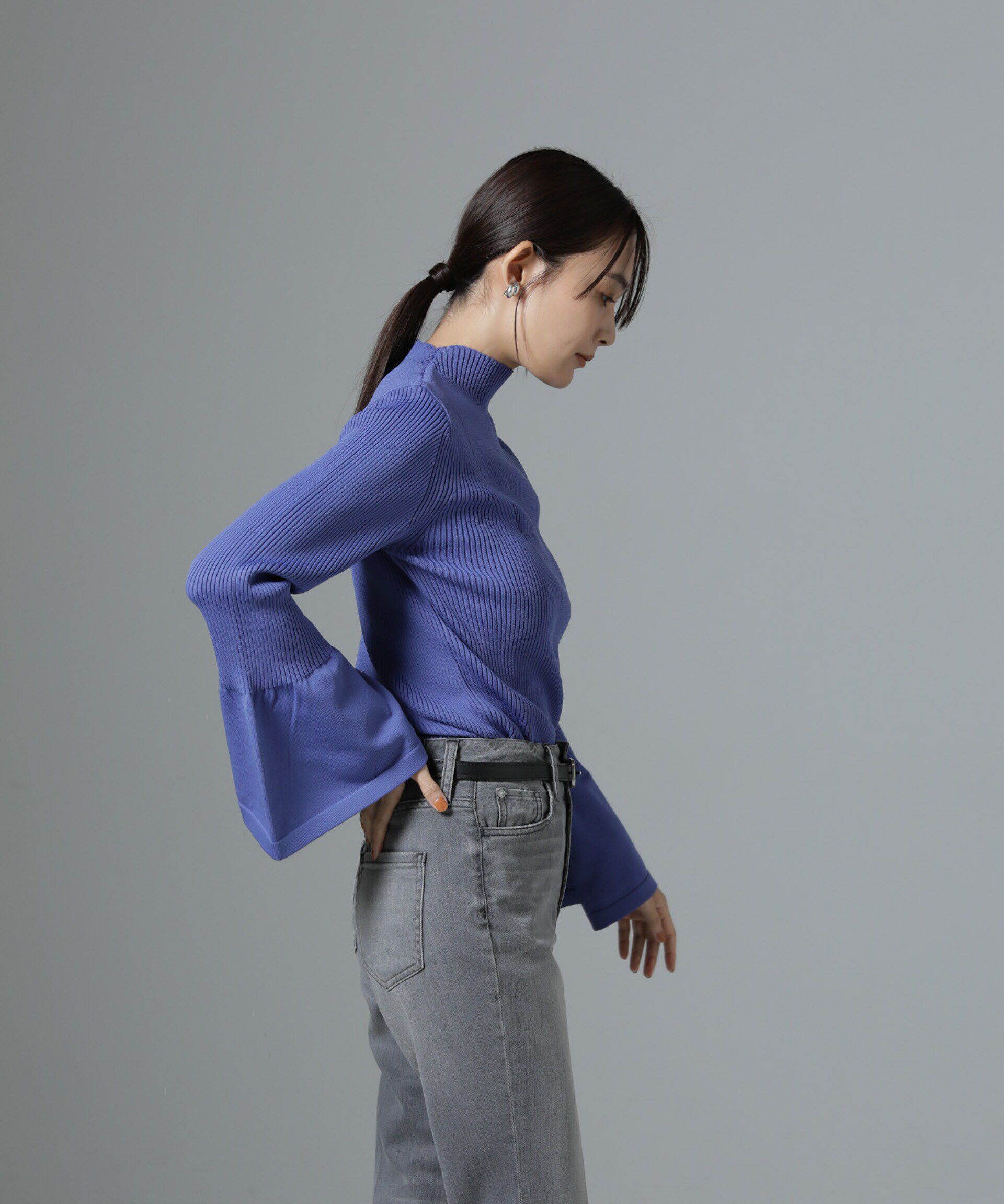 nano･universe「ハイネックベルスリーブリブニットプルオーバー」|ニット・セーター|