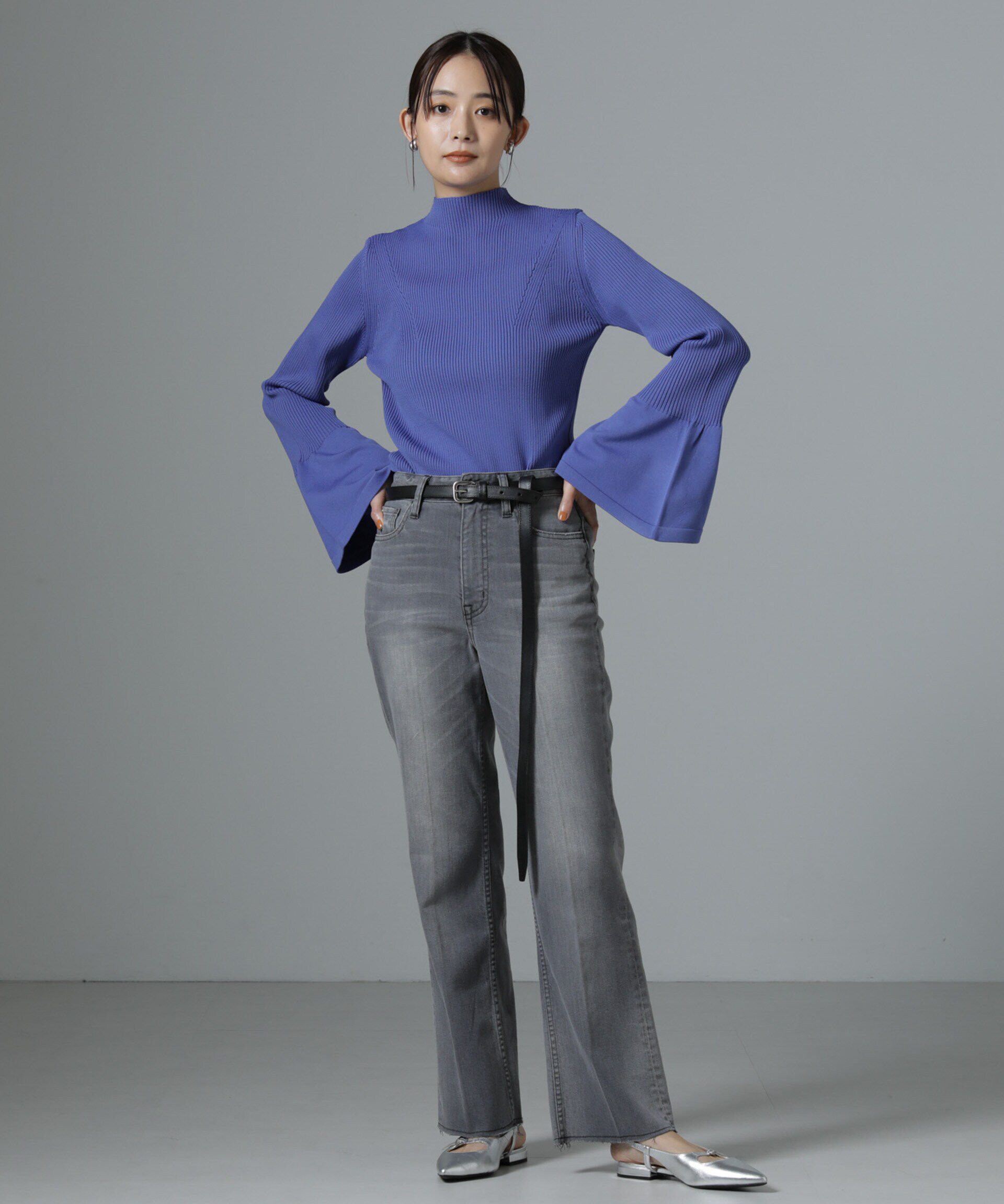 nano･universe「ハイネックベルスリーブリブニットプルオーバー」|ニット・セーター|