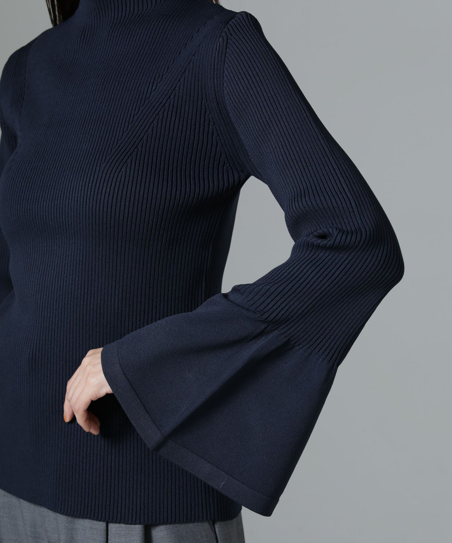 nano･universe「ハイネックベルスリーブリブニットプルオーバー」|ニット・セーター|