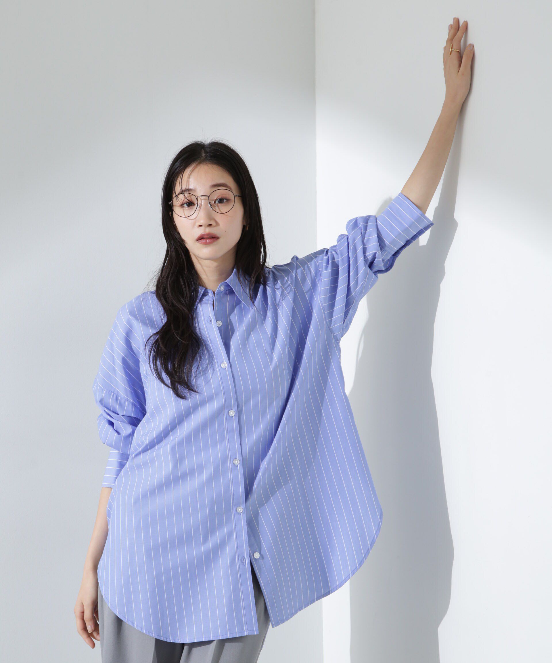 nano･universe「ブロードワイドシルエットシャツ」|シャツ・ブラウス|ブルー