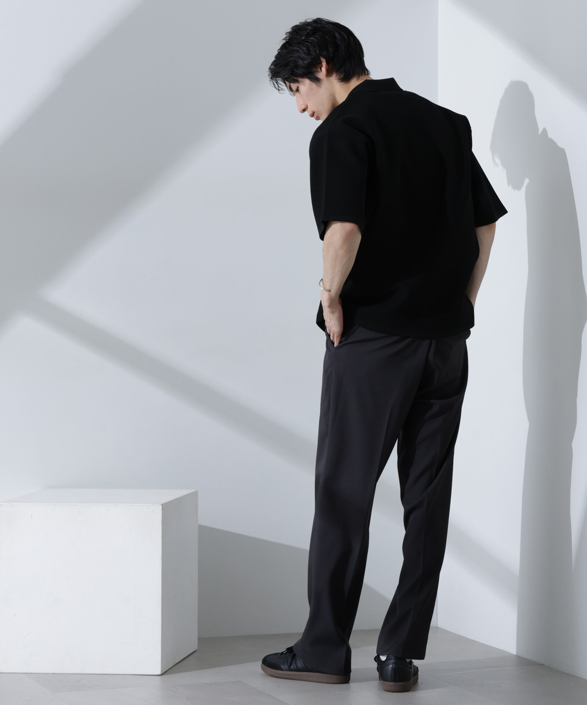 nano･universe「エアーニットレギュラーカラーシャツ 半袖」|ニット・セーター|