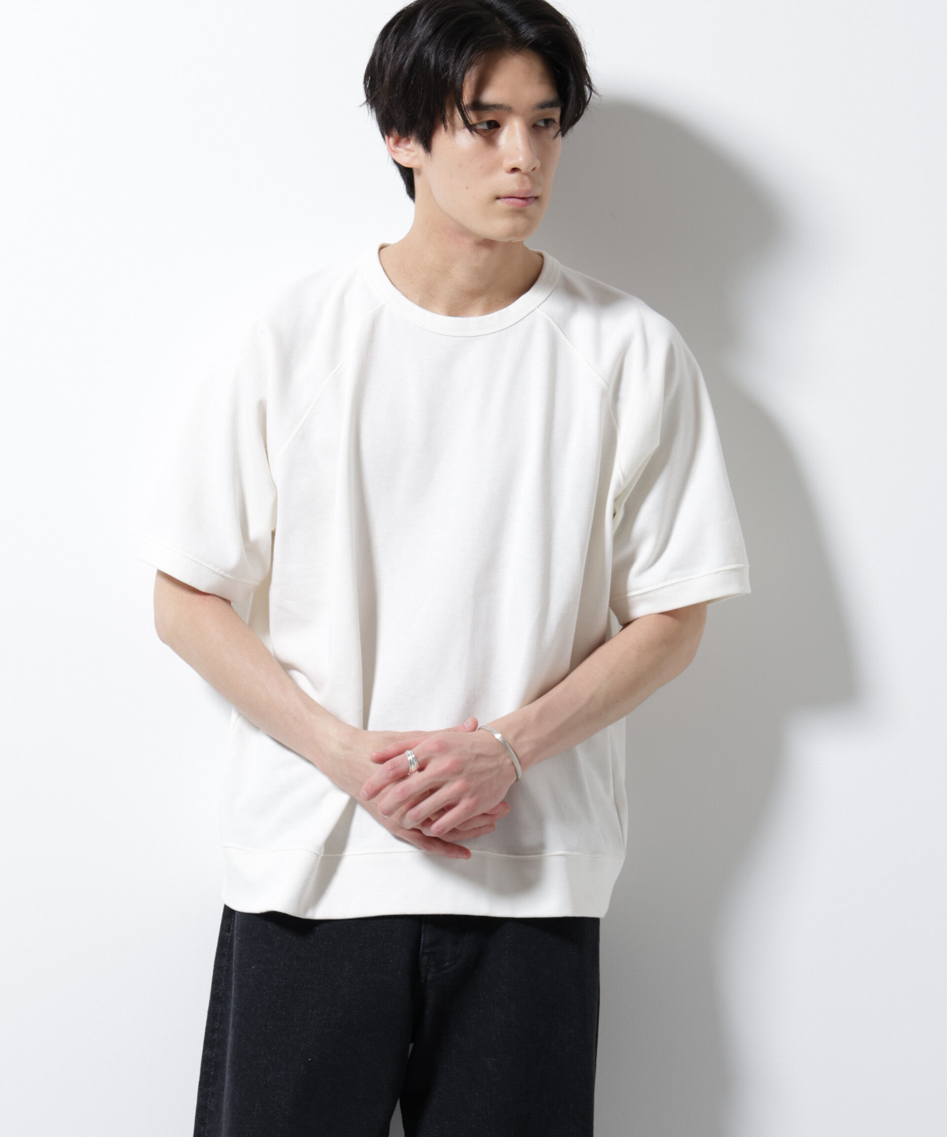 nano･universe「ヘビーウェイトコットンラグランスリーブTシャツ」|Tシャツ・カットソー|ホワイト