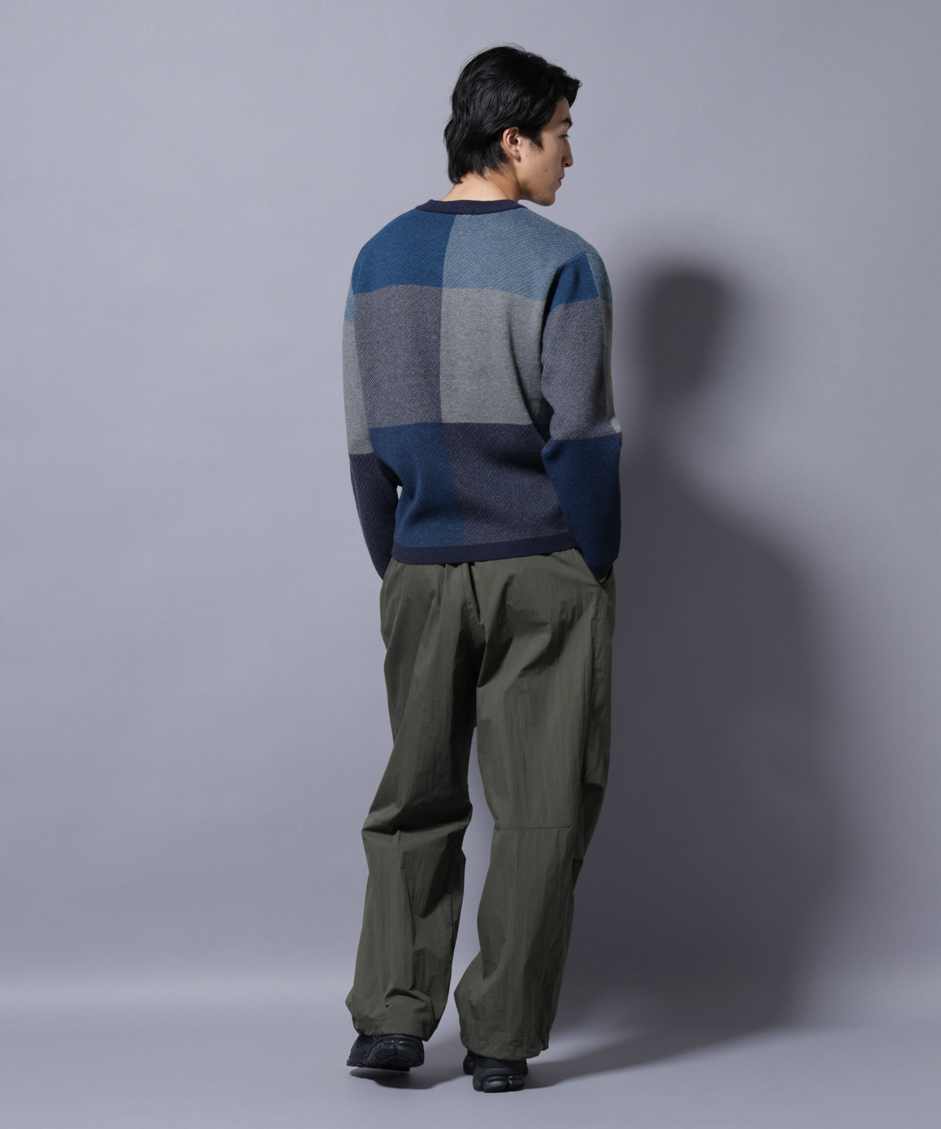 nano･universe「ブロックチェッククルーネックニット」|ニット・セーター|