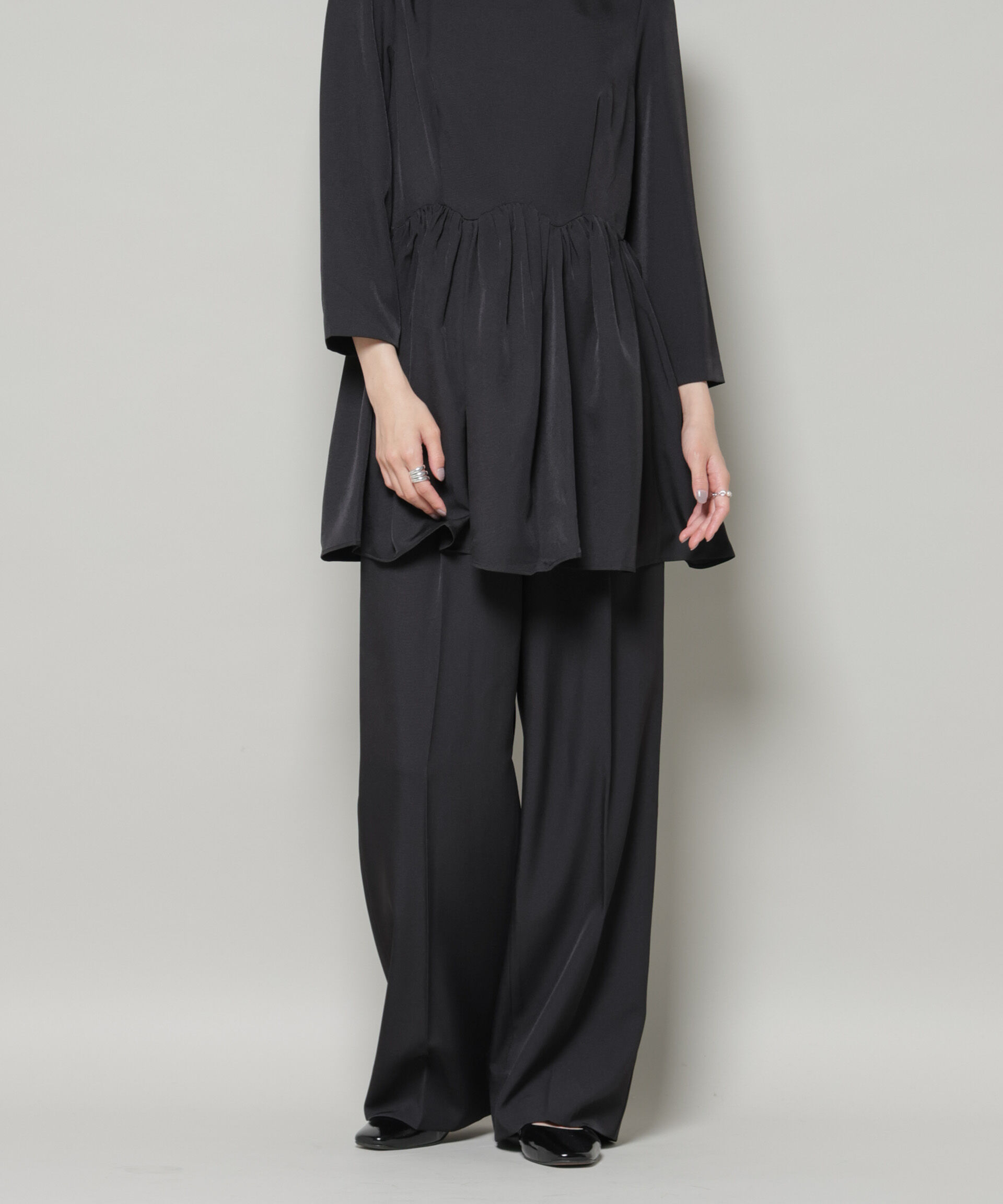 nano･universe「troisieme chaco/TWILL パンツ(セットアップ可)」|チノ|ブラック