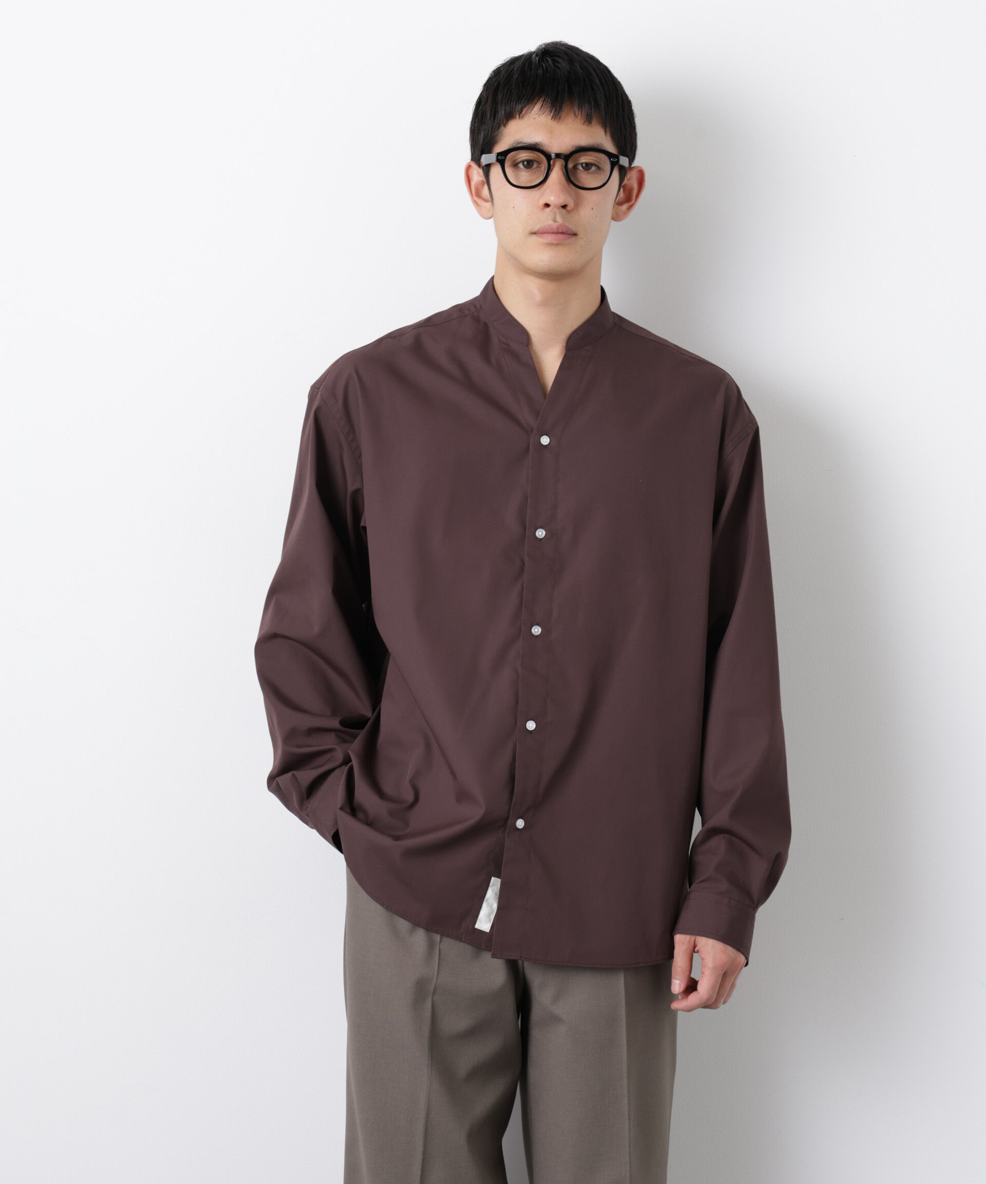 nano･universe「「大人のワイドシャツ」バンドカラー 長袖」|シャツ・ブラウス|