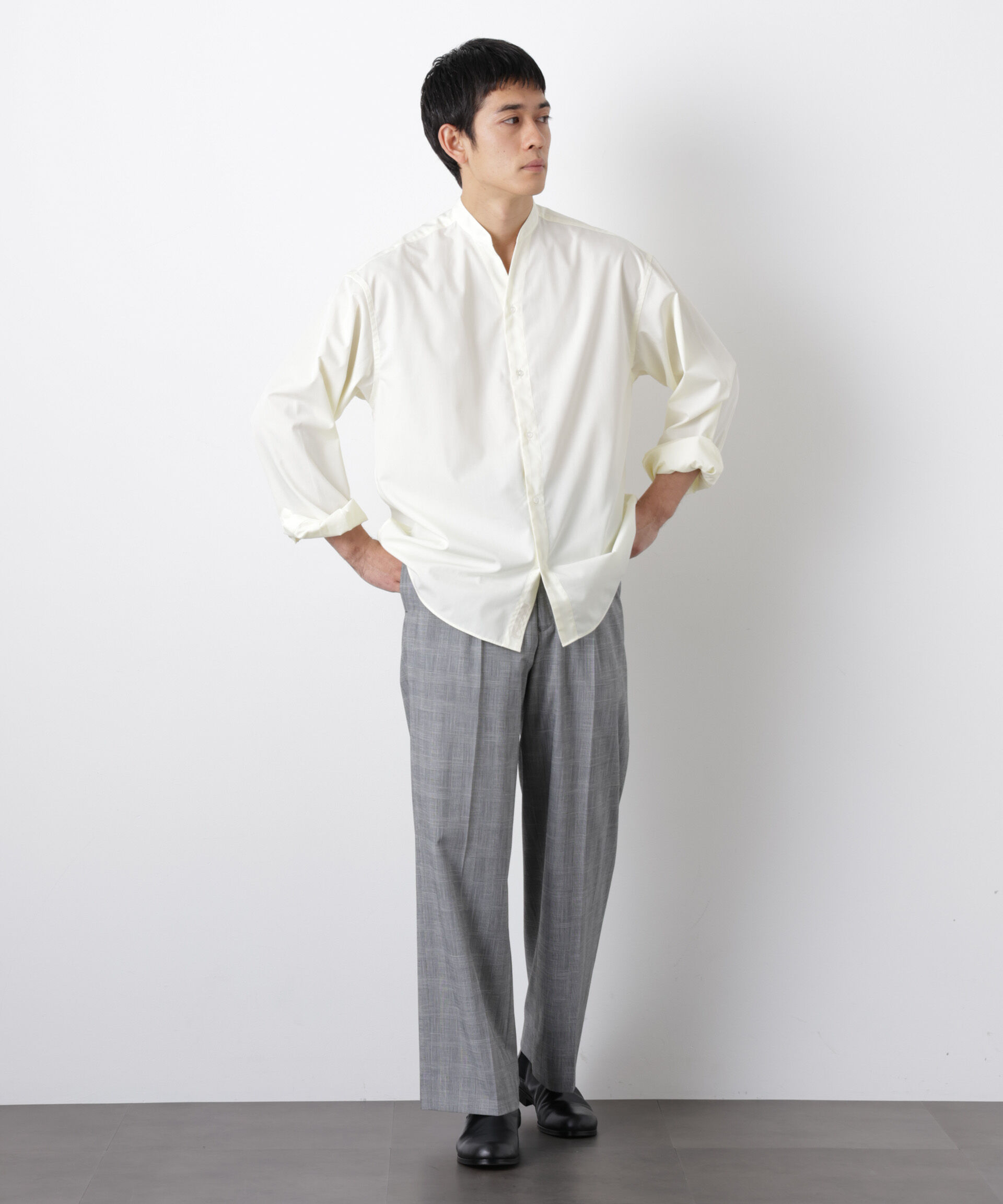 nano･universe「「大人のワイドシャツ」バンドカラー 長袖」|シャツ・ブラウス|