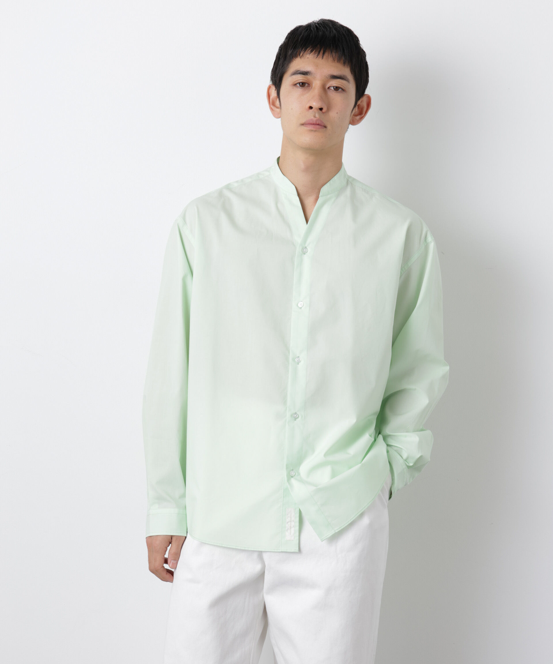 nano･universe「「大人のワイドシャツ」バンドカラー 長袖」|シャツ・ブラウス|