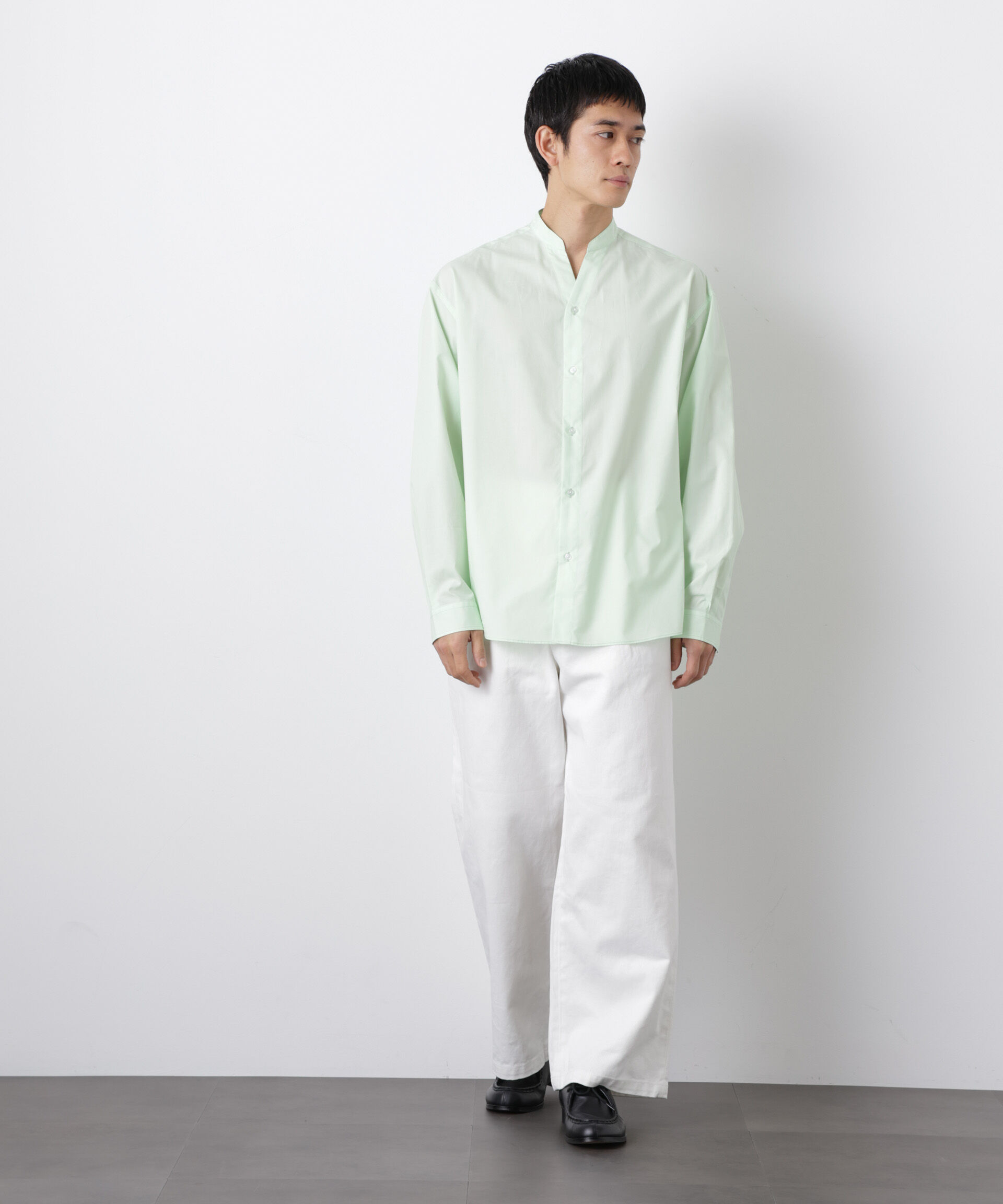 nano･universe「「大人のワイドシャツ」バンドカラー 長袖」|シャツ・ブラウス|