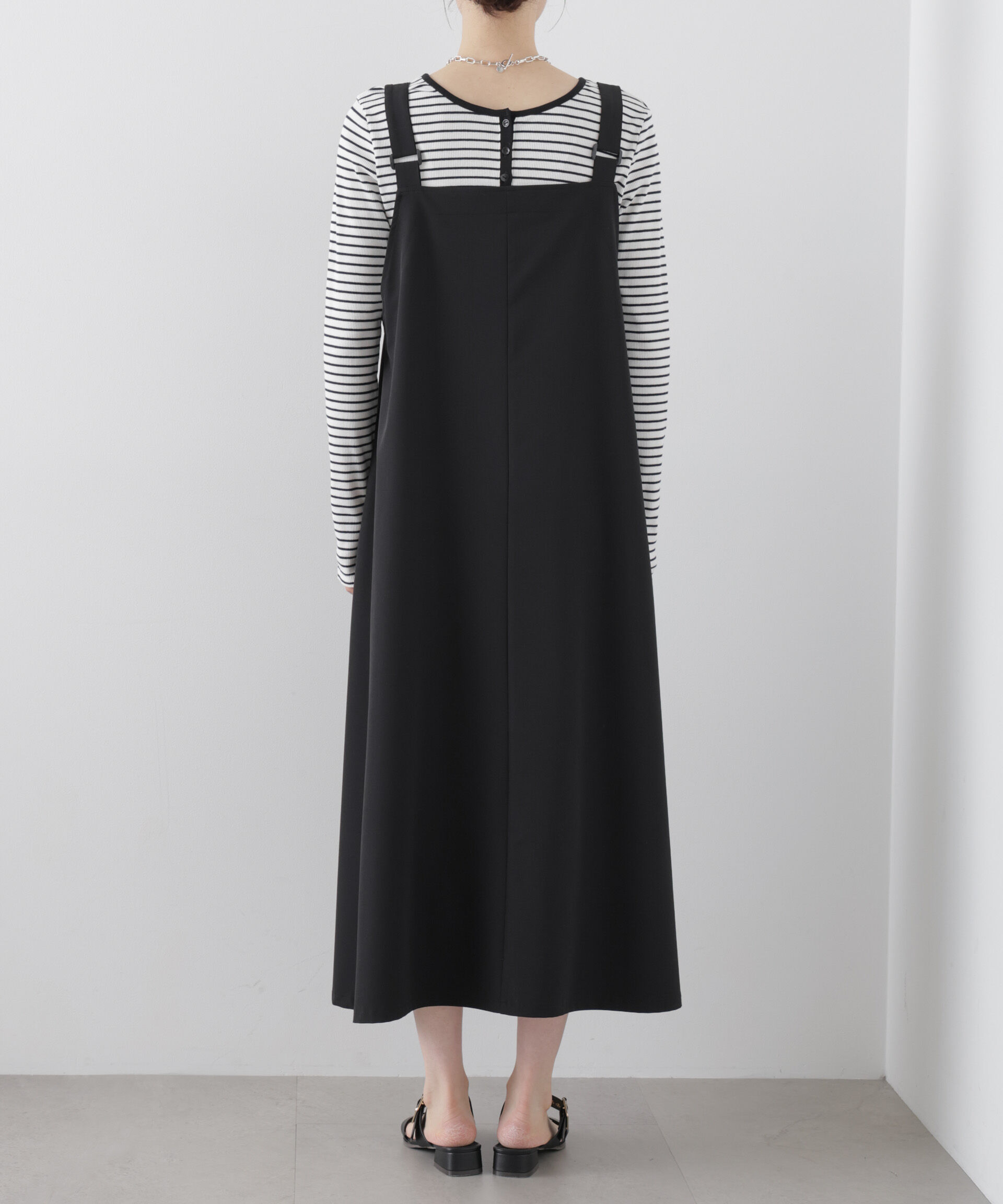 nano･universe「多機能2wayストレッチ サロペットフレアワンピース(セットアップ可)」|ワンピース|