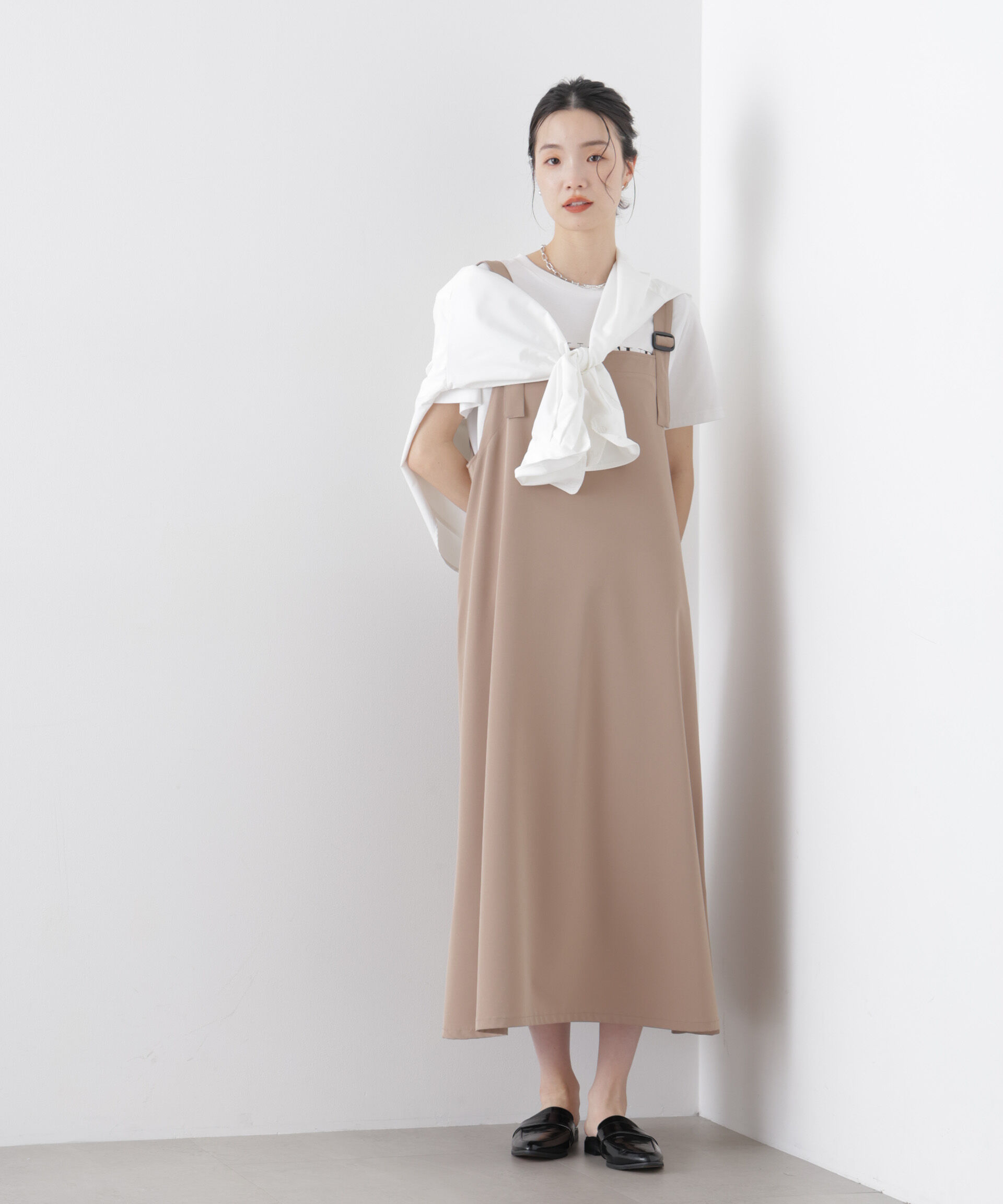 nano･universe「多機能2wayストレッチ サロペットフレアワンピース(セットアップ可)」|ワンピース|