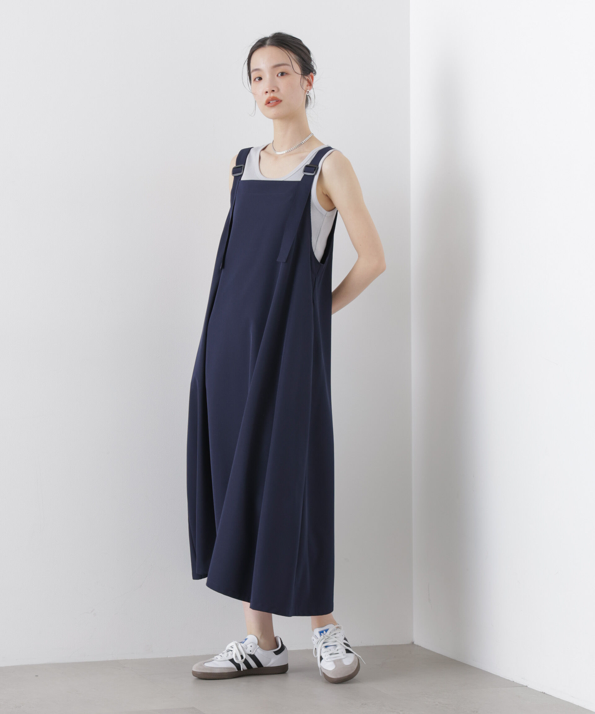 nano･universe「多機能2wayストレッチ サロペットフレアワンピース(セットアップ可)」|ワンピース|