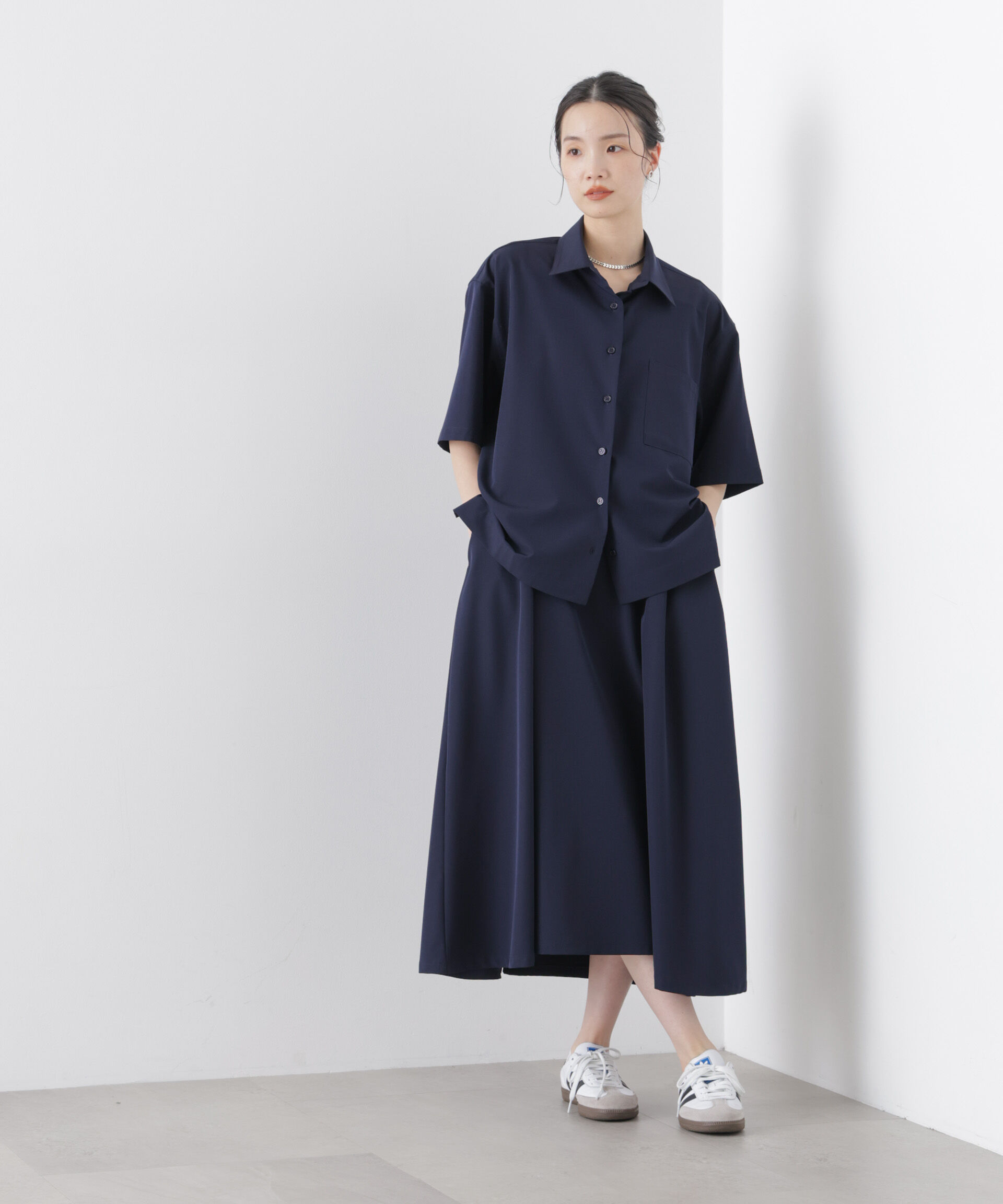 nano･universe「多機能2wayストレッチ サロペットフレアワンピース(セットアップ可)」|ワンピース|