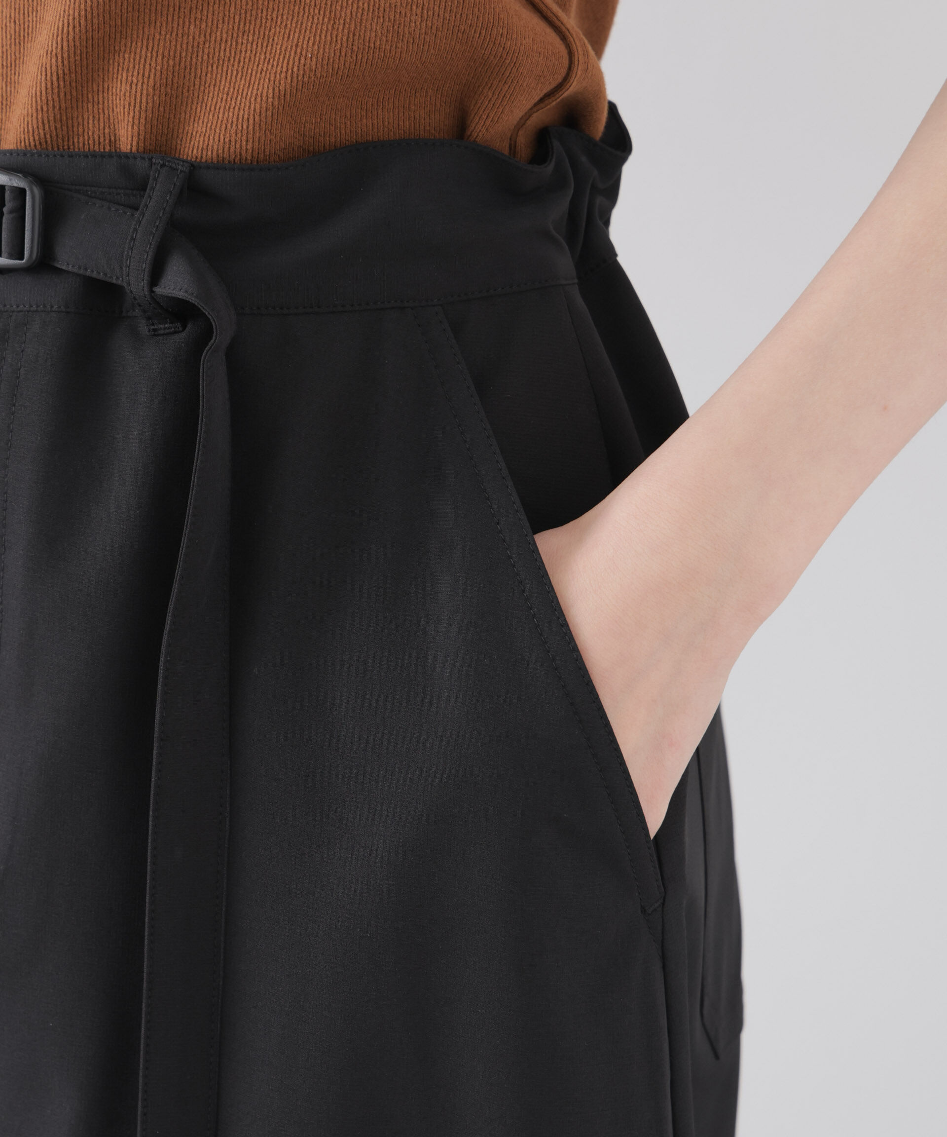 nano･universe「多機能2wayｽﾄﾚｯﾁ ﾍﾞﾙﾃｯﾄﾞｾﾐﾌﾚｱﾏｷｼｽｶｰﾄ(ｾｯﾄｱ 」|スカート|