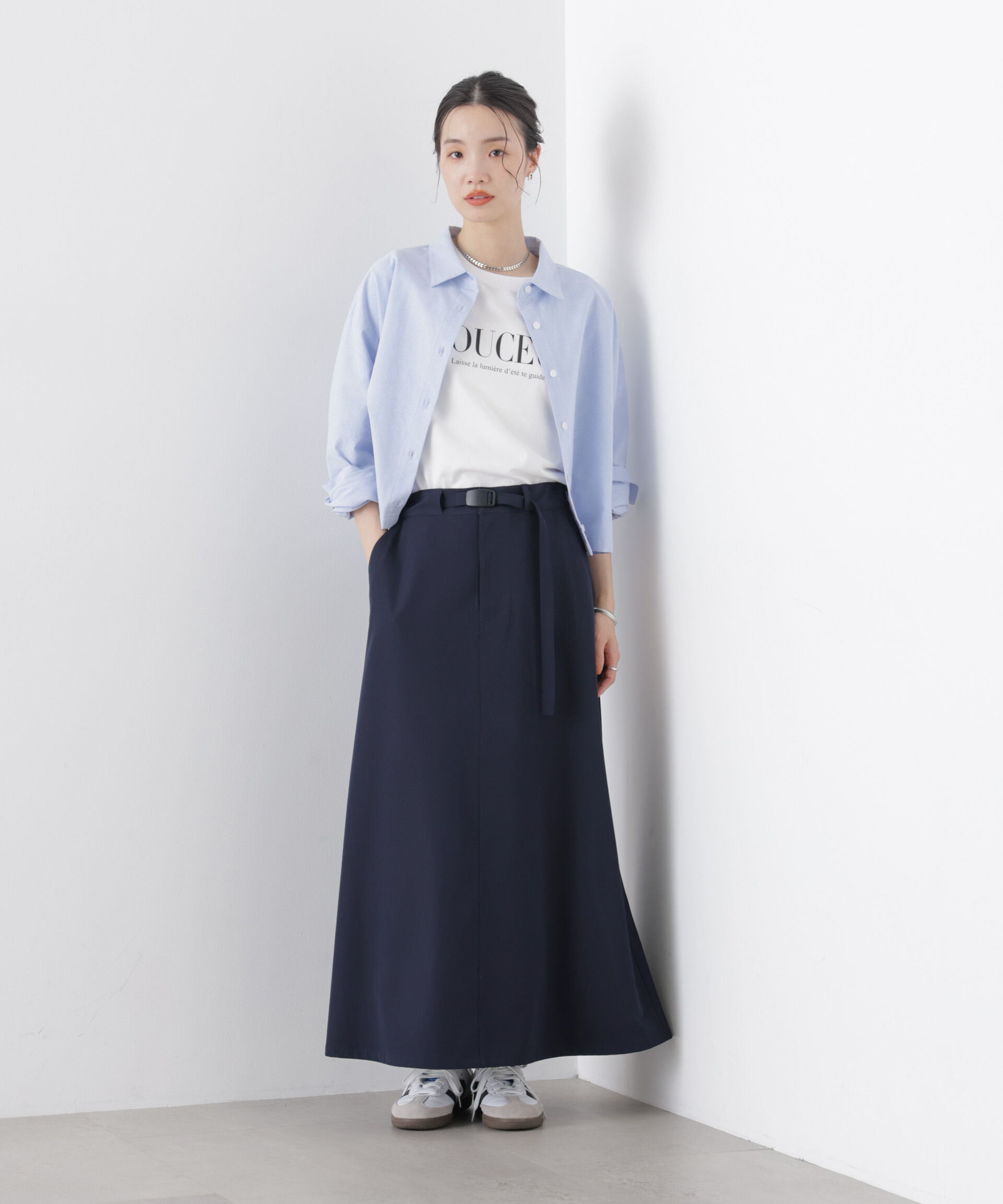 nano･universe「多機能2wayｽﾄﾚｯﾁ ﾍﾞﾙﾃｯﾄﾞｾﾐﾌﾚｱﾏｷｼｽｶｰﾄ(ｾｯﾄｱ 」|スカート|