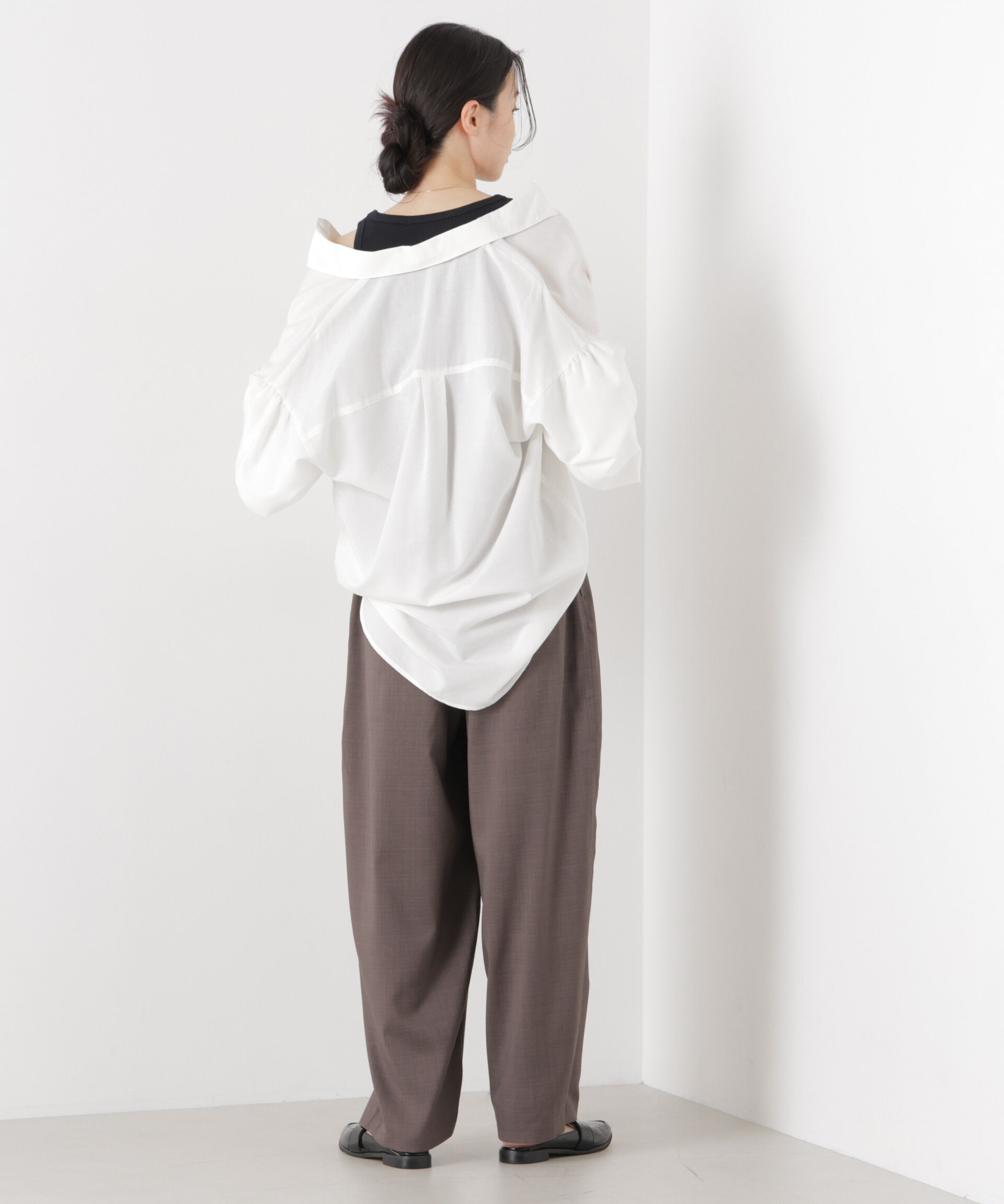 nano･universe「マシンウォッシャブルリネン混 ボリュームスリーブシャツ」|シャツ・ブラウス|