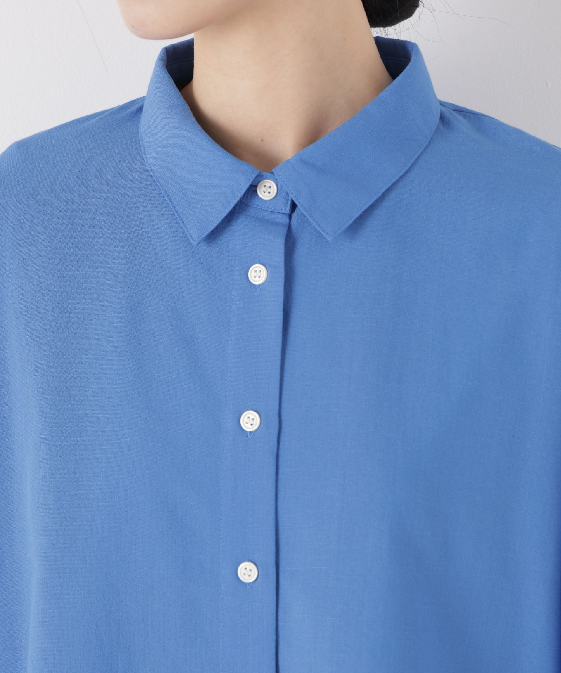 nano･universe「マシンウォッシャブルリネン混 ボリュームスリーブシャツ」|シャツ・ブラウス|