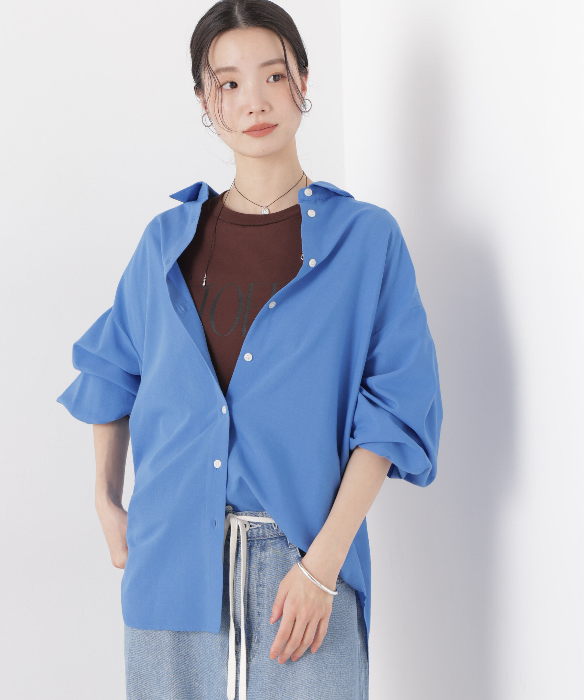 nano･universe「マシンウォッシャブルリネン混 ボリュームスリーブシャツ」|シャツ・ブラウス|