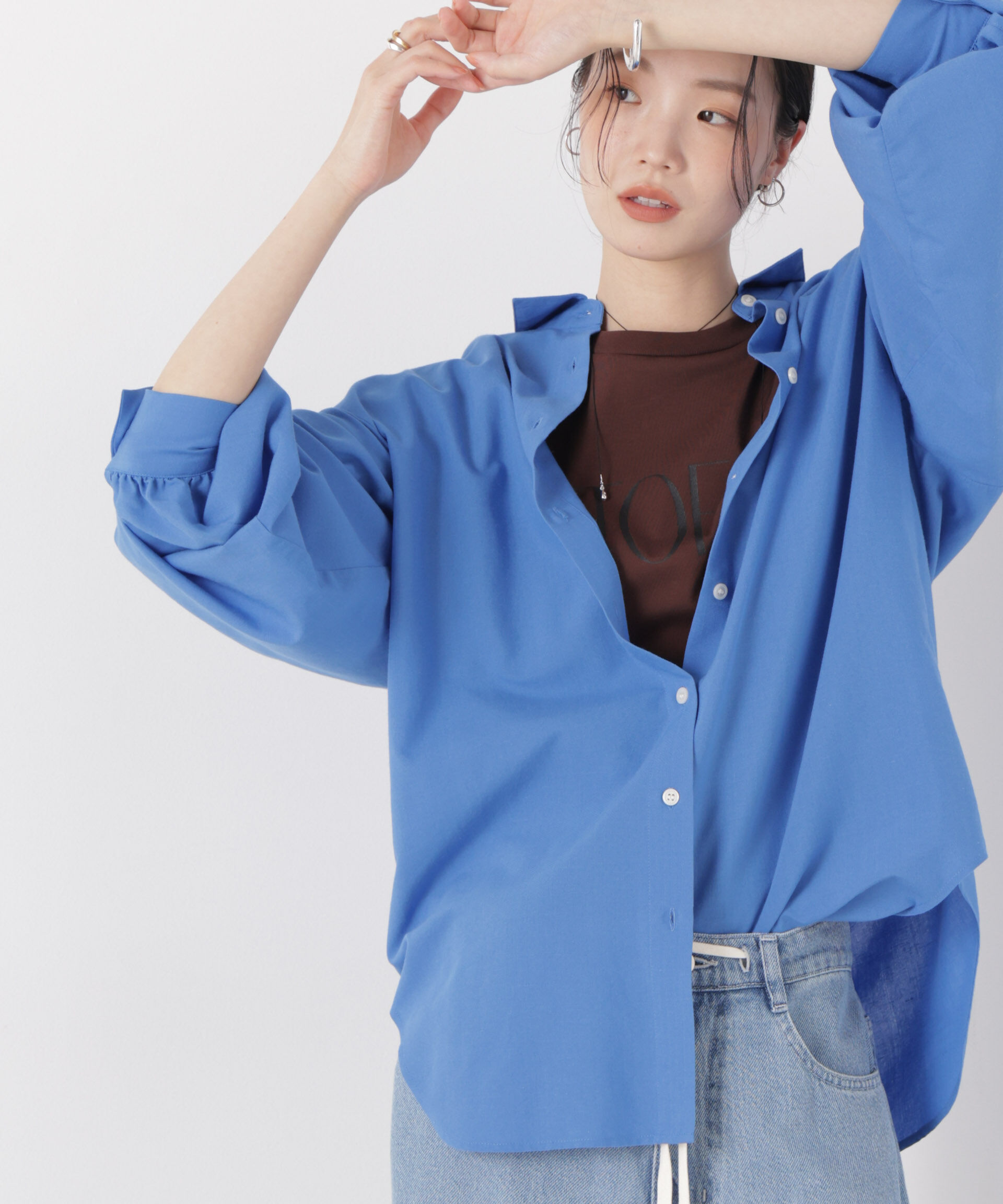 nano･universe「マシンウォッシャブルリネン混 ボリュームスリーブシャツ」|シャツ・ブラウス|