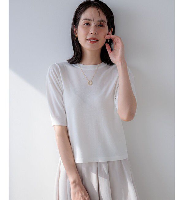 組曲「シアー ニット５分袖 プルオーバー」|ニット・セーター|