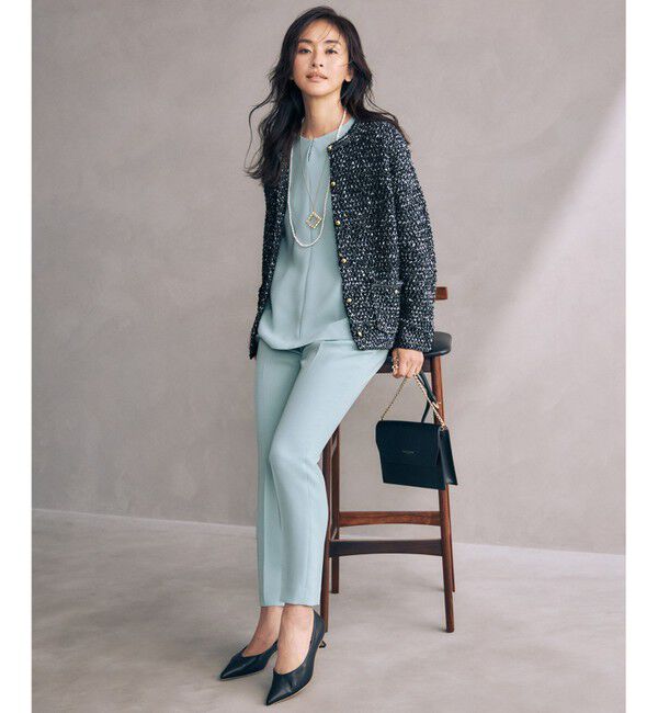 自由区「ツイード調ニット ジャケット」|カーディガン|