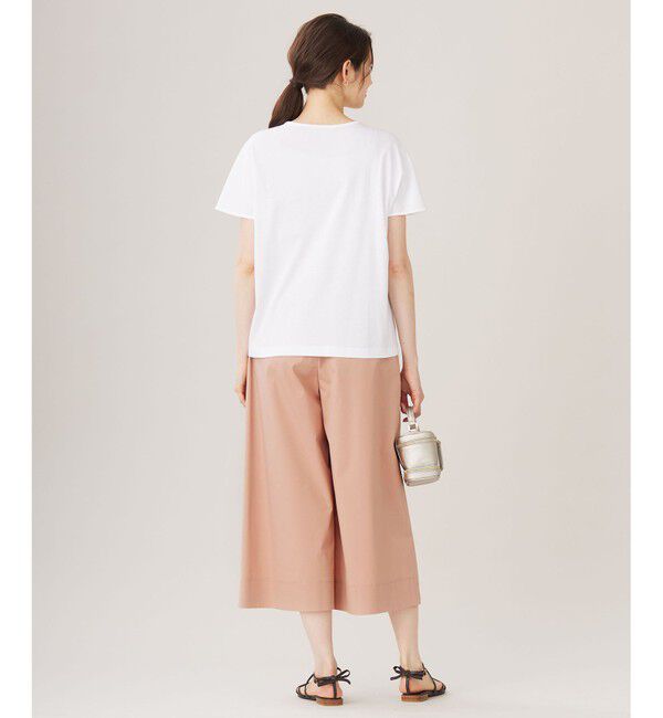 自由区「【洗える】コード刺繍胸元レース カットソー」|Tシャツ・カットソー|