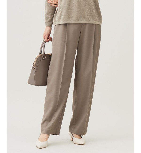 自由区「【洗える】TWラチネストレッチワイド パンツ」|その他|モカ