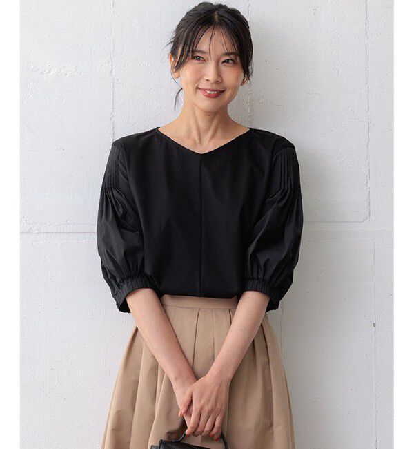 23区「【新色追加/洗える】スムースデザイン パフスリーブ カットソー」|Tシャツ・カットソー|ブラック系