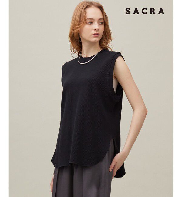23区「【SACRA】ベアワッフル カットソー」|Tシャツ・カットソー|ブラック系