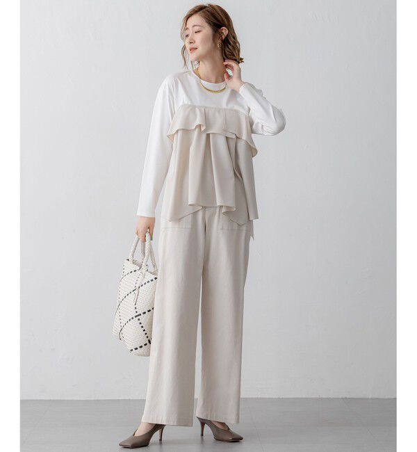 23区「【洗える】スラブツイルストレッチ ワイド パンツ」|その他|