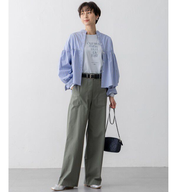 23区「【洗える】スラブツイルストレッチ ワイド パンツ」|その他|