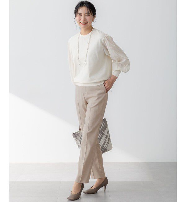 23区「【セットアップ対応/防シワ性/洗える】アイアスマットストレッチ テーパード パンツ」|その他|