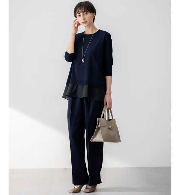 23区「【洗える】レーヨンポリエステルストレッチ シャツコンビ ニット」|ニット・セーター|