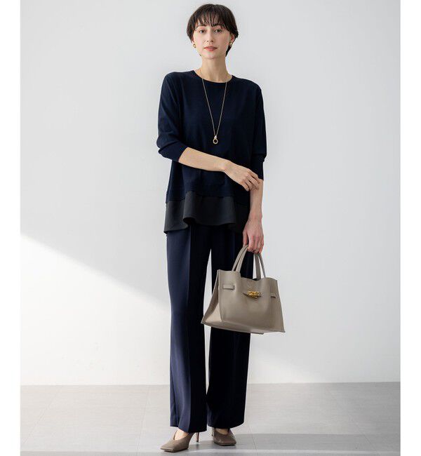 23区「【洗える】レーヨンポリエステルストレッチ シャツコンビ ニット」|ニット・セーター|