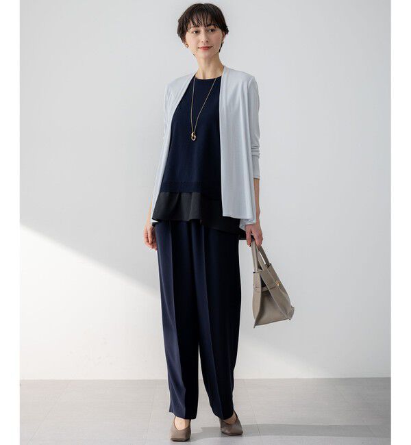 23区「【洗える】レーヨンポリエステルストレッチ シャツコンビ ニット」|ニット・セーター|