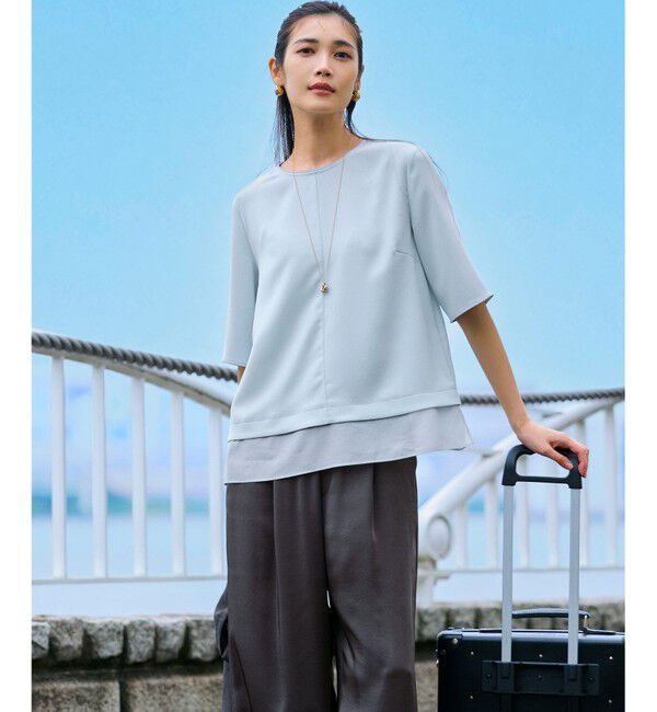 23区「【Oggi9月号掲載/撥水加工】スムースサテン タック ワイド パンツ」|その他|