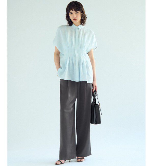 23区「【Oggi9月号掲載/撥水加工】スムースサテン タック ワイド パンツ」|その他|